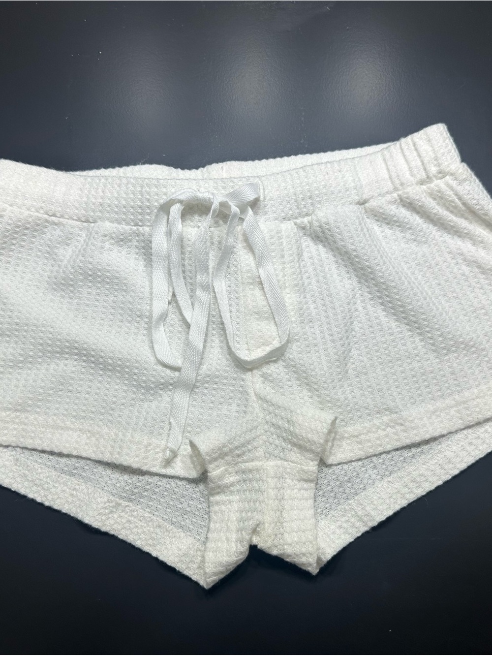 Edikted White Waffle-Knit Drawstring Women’s Shorts Sz XS